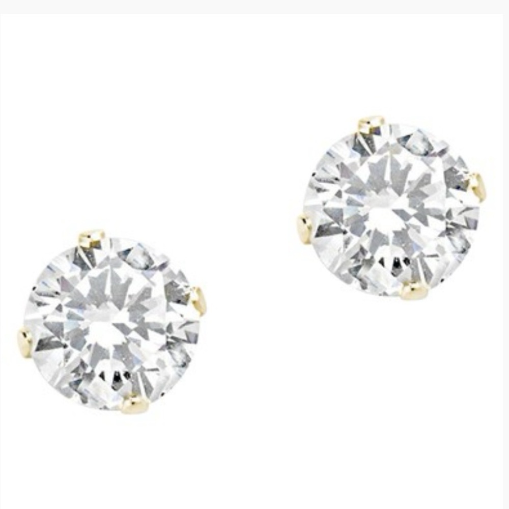 Sterling Forever Gold and CZ Stud Earrings